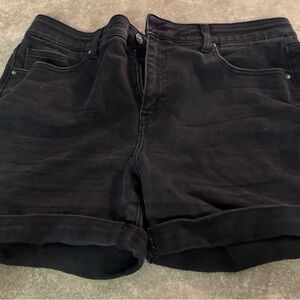 Lularoe Black Boyfriend Denim Rolled hem Shorts Black Size 34 Lycra Spandex